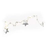 LED Christmas chain silver – stars, 1.9 m, 2x AA, indoor, warm white, timer, EMOS