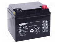 Re-battery: acid-lead; 12V; 50Ah; AGM; maintenance-free; 14.6kg 