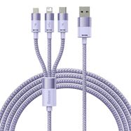 3in1 USB cable Baseus StarSpeed Series, USB-C + Micro + Lightning 3,5A, 1.2m (Purple), Baseus