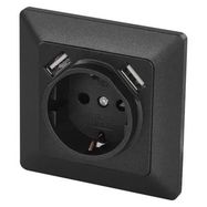 Socket with USB 2,1A max., SCHUKO, anthracite , EMOS