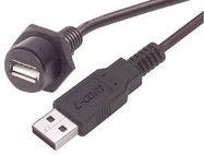 USB CABLE, 2.0 A PLUG-RCPT, 500MM, BLACK