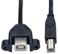 USB CABLE, 2.0 TYPE B PLUG-RCPT, 1FT