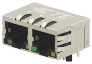 RJ45 CONNECTOR, JACK, 8P8C, 2PORT, TH