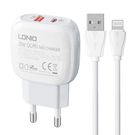 Wall charger  LDNIO A2313C USB, USB-C 20W + USB to Lightning cable, LDNIO
