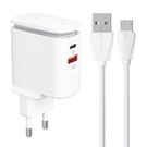 Wall charger  LDNIO A2423C USB, USB-C + MicroUSB cable, LDNIO