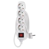 Extension Cord 3 m / 4 sockets / switch / white / PVC / 1.5 mm2, EMOS