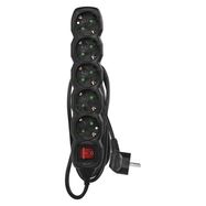 Extension Cord 1.5 m / 5 sockets / switch / black / PVC / 1.5 mm2, EMOS