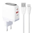Wall charger  LDNIO A2522C USB, USB-C 30W + Lightning cable, LDNIO