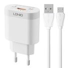 Wall charger LDNIO A303Q USB 18W + MicroUSB cable, LDNIO