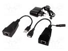 USB extender; DC 1,3/3,5 socket,RJ45 socket,USB A socket; 100m Goobay
