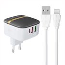 Wall charger LDNIO A3513Q 2USB, USB-C 32W + Lightning cable, LDNIO