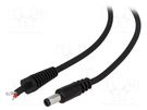 Cable; 2x1mm2; wires,DC 5,5/2,1 plug; straight; black; 1.5m BQ CABLE