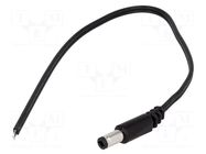 Cable; 2x0.5mm2; wires,DC 5,5/2,5 plug; straight; black; 1.5m BQ CABLE