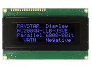 Display: LCD; alphanumeric; VA Negative; 20x4; 98x60x13.6mm; LED RAYSTAR OPTRONICS
