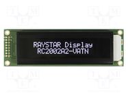 Display: LCD; alphanumeric; VA Negative; 20x2; 115x36x13.9mm; LED RAYSTAR OPTRONICS