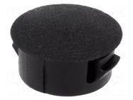 Stopper; H: 6.4mm; Wall thick: 1.6mm; black; polyamide; UL94V-2 FIX&FASTEN