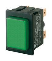 PB SWITCH, ILLUM, DPST, 16A, 250V, GREEN