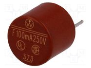 Fuse: fuse; quick blow; 100mA; 250VAC; THT; TR5; copper; 373; 5.08mm LITTELFUSE