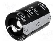 Capacitor: electrolytic; SNAP-IN; 330uF; 250VDC; Ø22x30mm; ±20% NICHICON