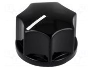 Knob; with pointer; bakelite; Øshaft: 6.35mm; Ø19x12.7mm; black SCI