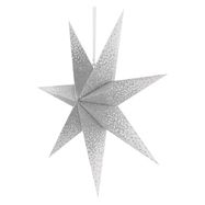 LED paper star with silver glitter in the centre, hanging, white, 60 cm, indoor, EMOS