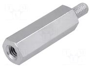 Screwed spacer sleeve; 25mm; Int.thread: M4; Ext.thread: M4; steel DREMEC