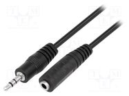 Cable; Jack 3.5mm socket,Jack 3.5mm plug; 5m; black; PVC VCOM