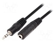 Cable; Jack 3.5mm 3pin plug,Jack 3.5mm socket; 3m; black; PVC VCOM