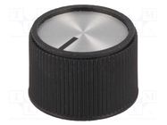 Knob; with pointer; aluminium,thermoplastic; Øshaft: 6mm; black 