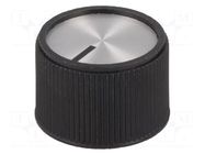 Knob; with pointer; aluminium,thermoplastic; Øshaft: 6mm; black OKW