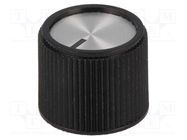 Knob; with pointer; aluminium,thermoplastic; Øshaft: 6mm; black 