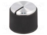 Knob; with pointer; aluminium,thermoplastic; Øshaft: 6mm; black 