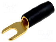 Terminal: fork; insulated; black; gold-plated; 6mm2; M4 ACV