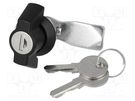 Lock; zinc and aluminium alloy; 18mm; black finish; Kit: key x2 RST ROZTOCZE