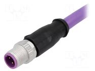 Connector: M12; plug; male; PIN: 4; straight; B code-Profibus; 5m HARTING