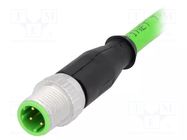 Connector: M12; plug; male; PIN: 4; straight; D code-Ethernet; 1.5m HARTING