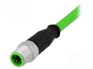 Connector: M12; plug; male; PIN: 4; straight; D code-Ethernet; 10m HARTING
