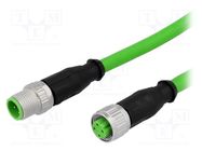 Cable: for sensors/automation; PIN: 4; M12-M12; D code-Ethernet HARTING