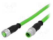 Cable: for sensors/automation; PIN: 4; M12-M12; D code-Ethernet HARTING