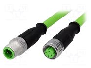 Cable: for sensors/automation; M12; PIN: 4; straight; Len: 5m; plug HARTING