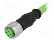 Plug; M12; PIN: 4; female; D code-Ethernet; 0.5m; Type: with lead HARTING