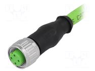 Connector: M12; plug; female; PIN: 4; straight; D code-Ethernet HARTING