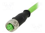 Connector: M12; plug; PIN: 4; female; D code-Ethernet; 5m; straight HARTING