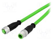 Cable: for sensors/automation; PIN: 4; M12-M12; D code-Ethernet HARTING