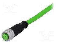 Connector: M12; plug; female; PIN: 4; straight; D code-Ethernet HARTING