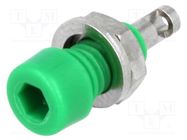 Connector: 2mm banana; socket; 10A; 60VDC; Overall len: 17mm; green ELECTRO-PJP