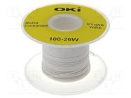 Wire; 26AWG; solid; OFC; PVDF; white; 300V; 100m; 1x26AWG; Kynar 460 OK International