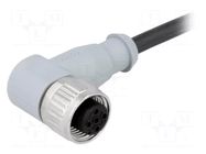 Connector: M12; plug; female; PIN: 4; angled 90°; cables; 3m CONEC