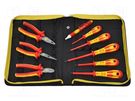 Kit: pliers and screwdrivers; 1kVAC; Red Line VDE; bag; 9pcs. C.K