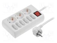 Plug socket strip: supply; Sockets: 9; 230VAC; 16A; white; 1.5m LOGILINK